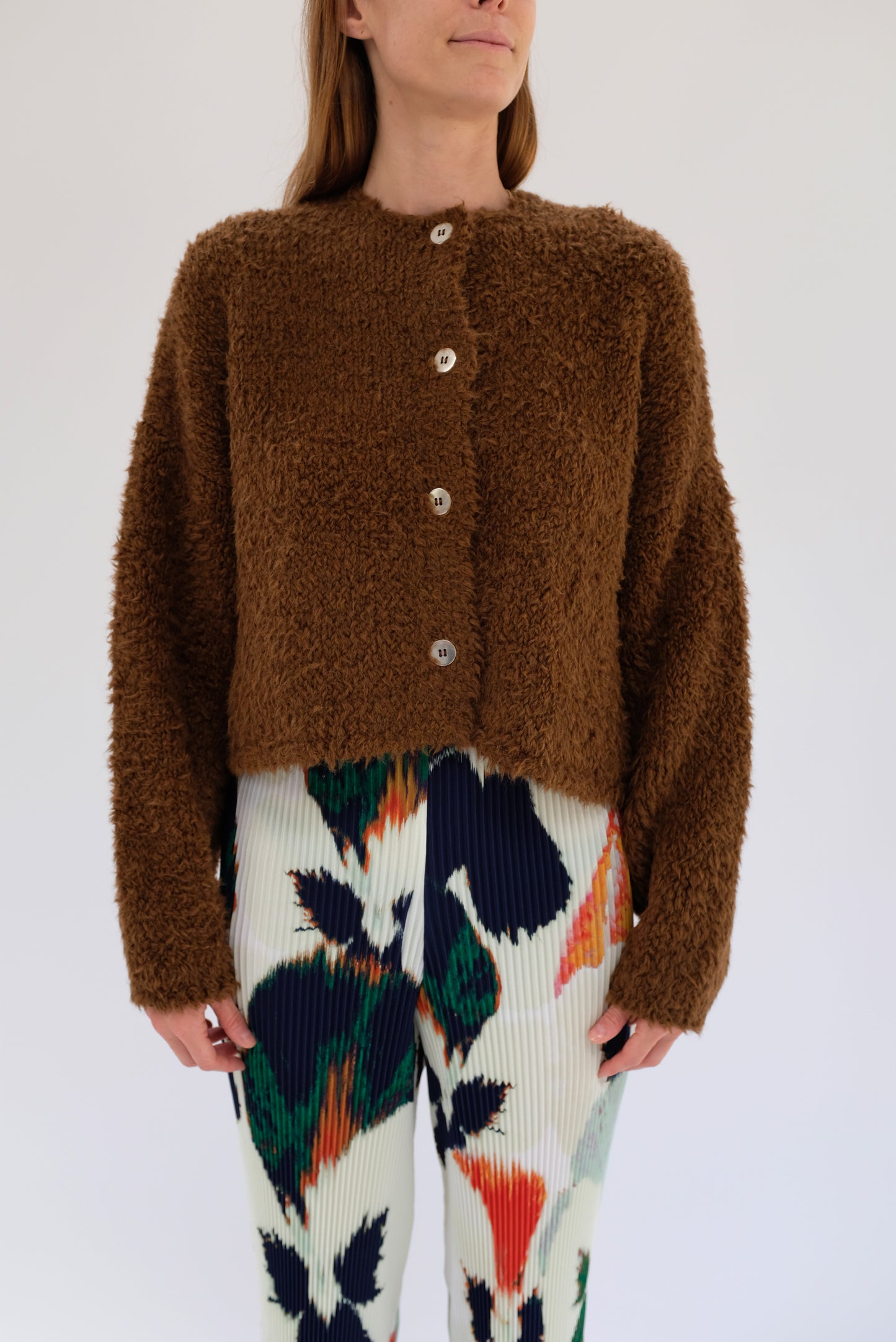 Cordera Teddy Cropped Cardigan Acorn