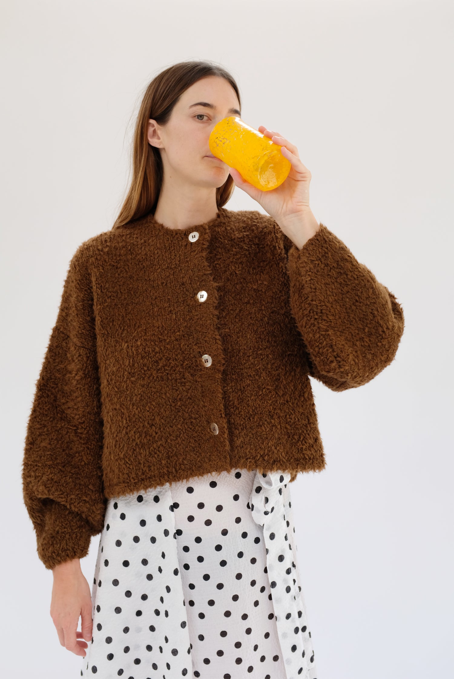 Cordera Teddy Cropped Cardigan Acorn