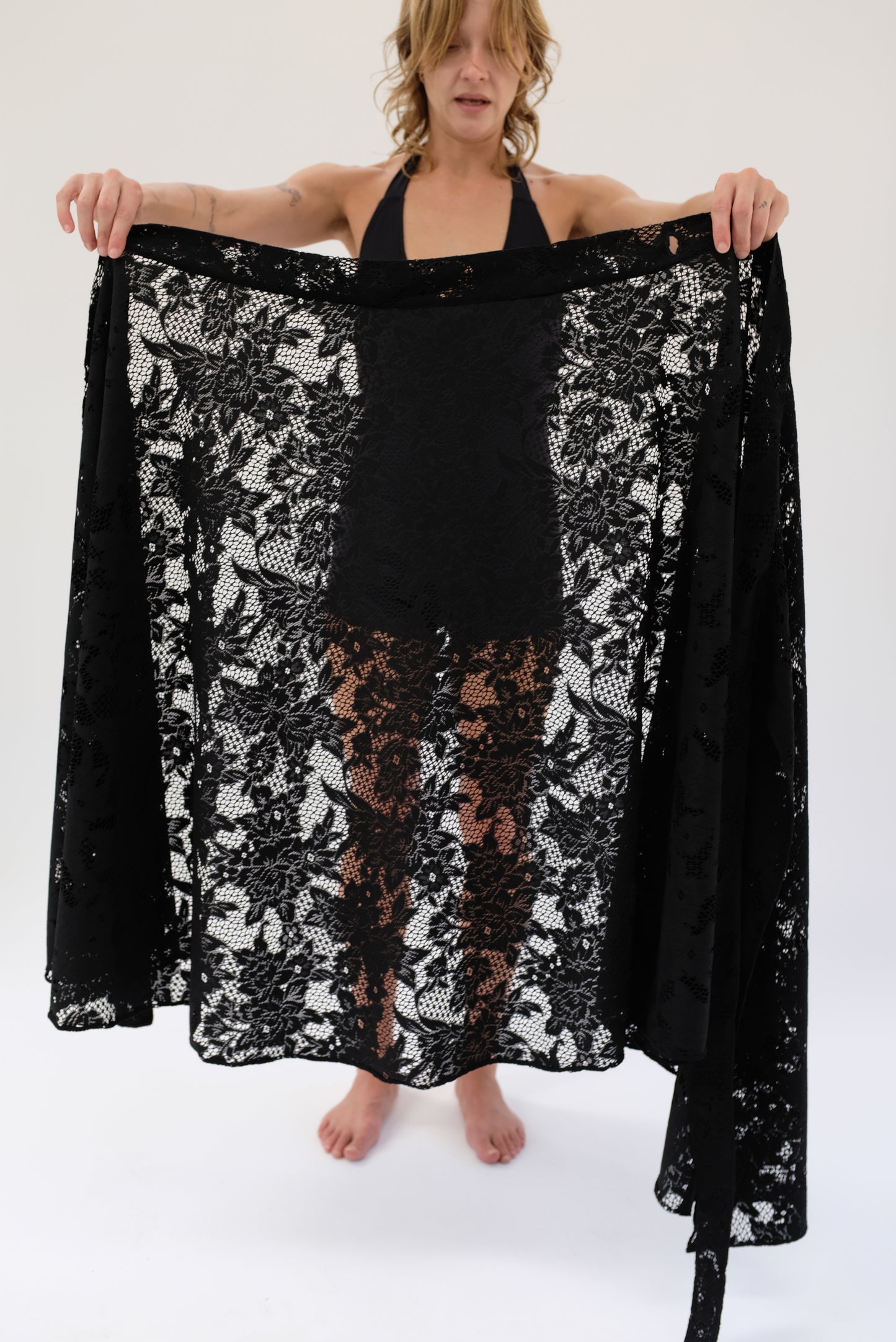 Carmella Wrap Skirt-Dress Lace Black