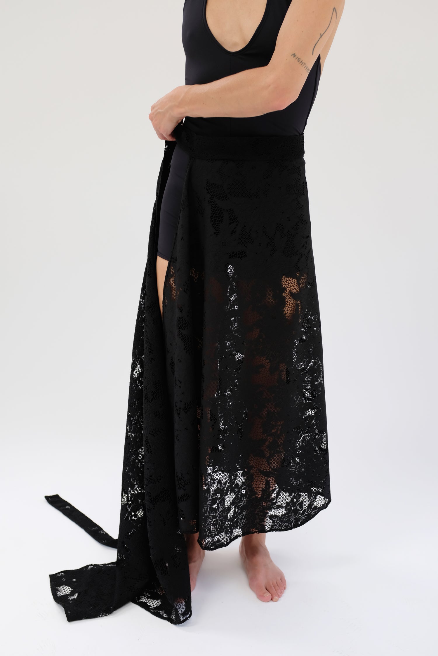 Carmella Wrap Skirt-Dress Lace Black