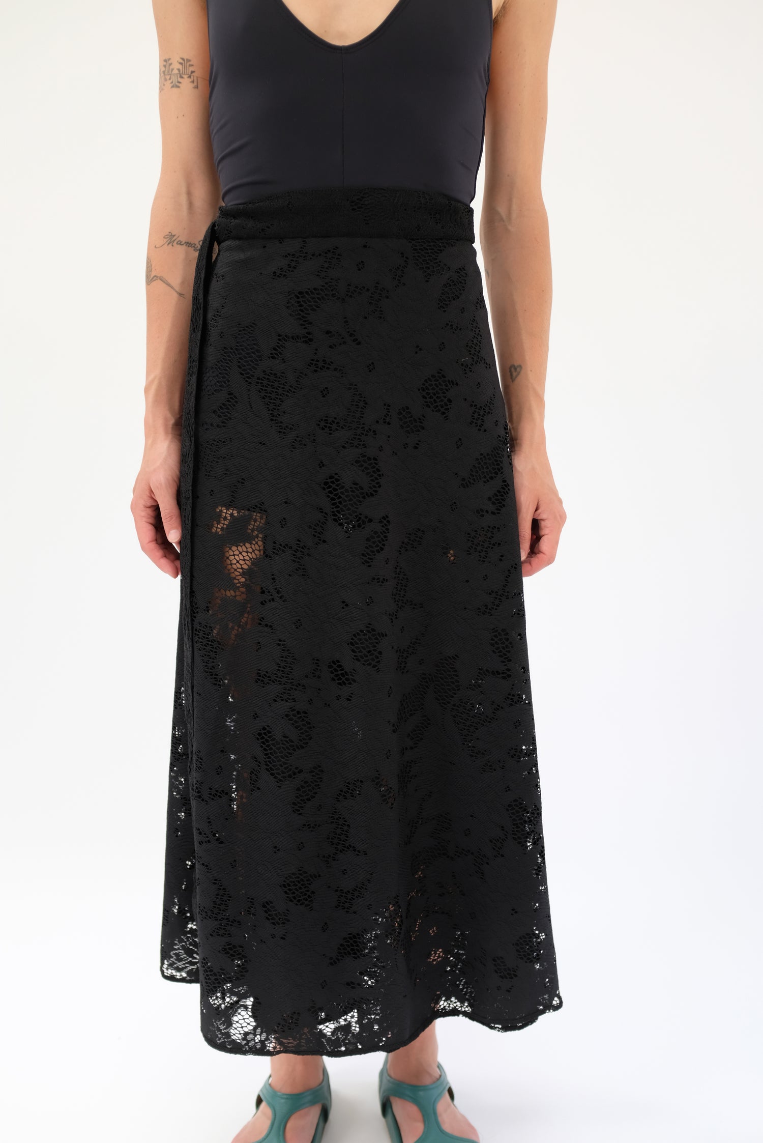 Carmella Wrap Skirt-Dress Lace Black