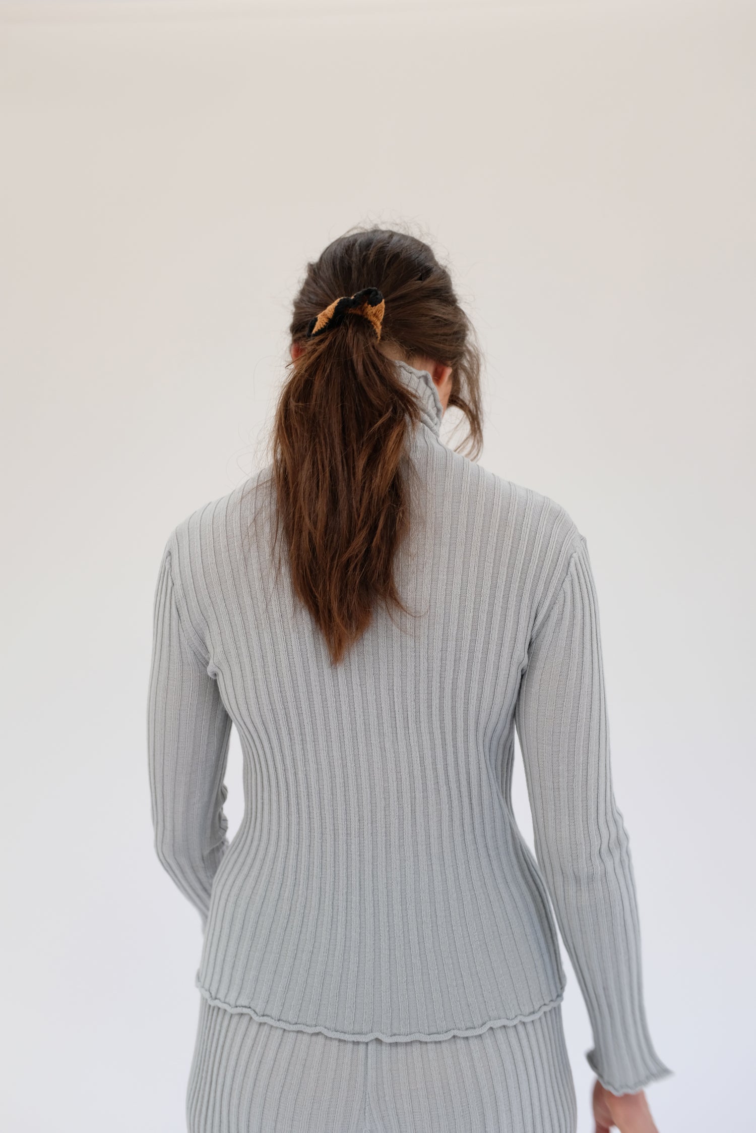 Beklina Merino Ribbed Turtleneck Cement