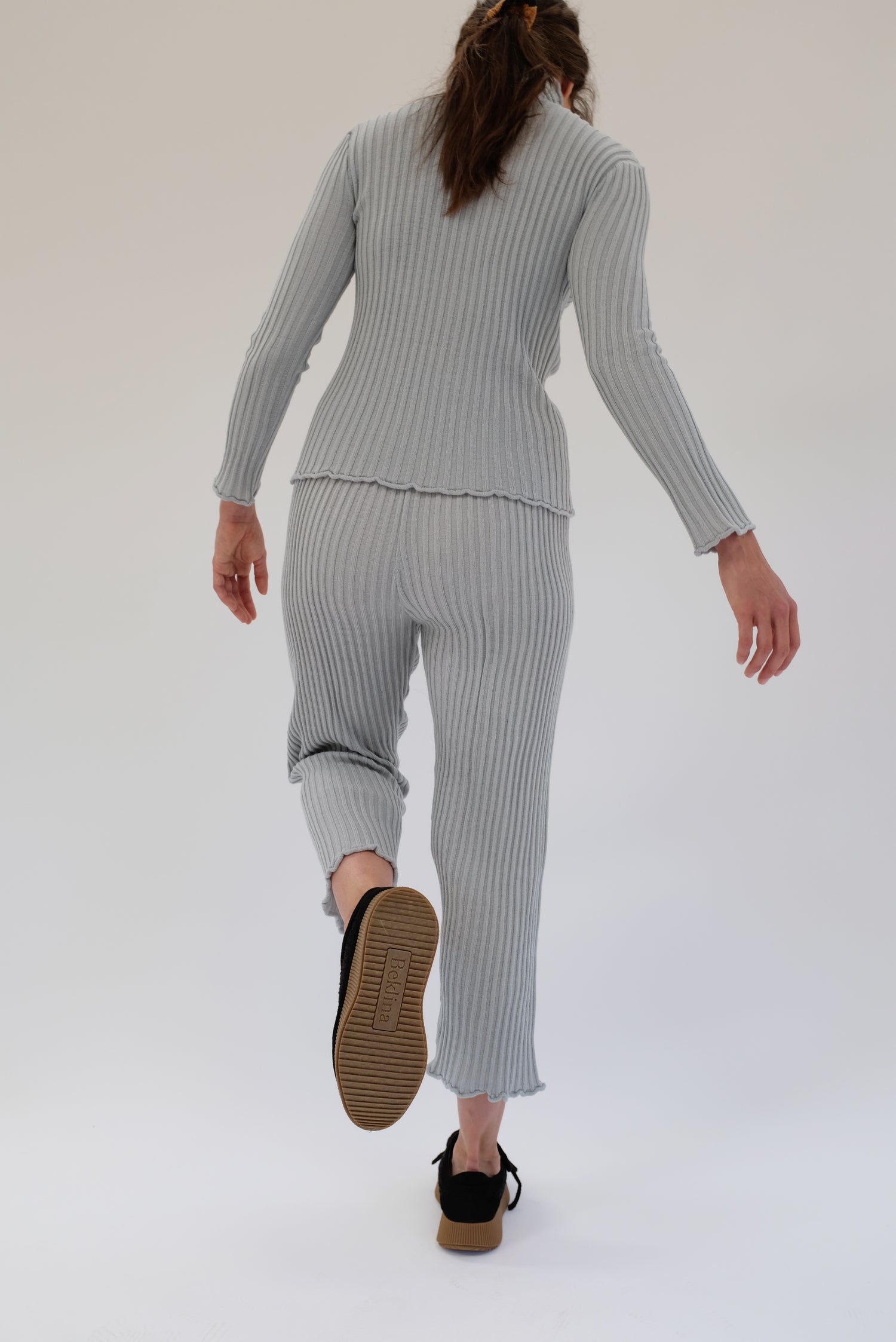 Beklina Merino Ribbed Turtleneck Cement