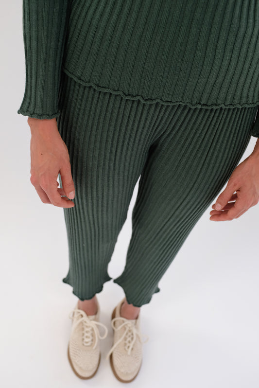 Beklina Merino Ribbed Joggers Jungle