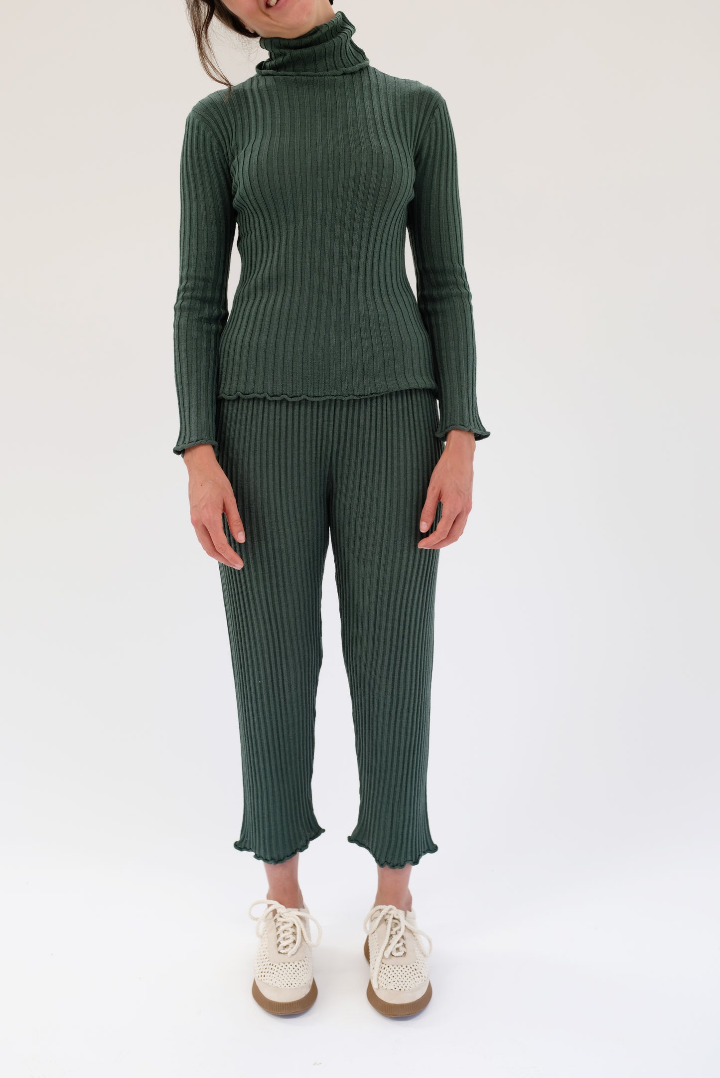 Beklina Merino Ribbed Turtleneck Jungle