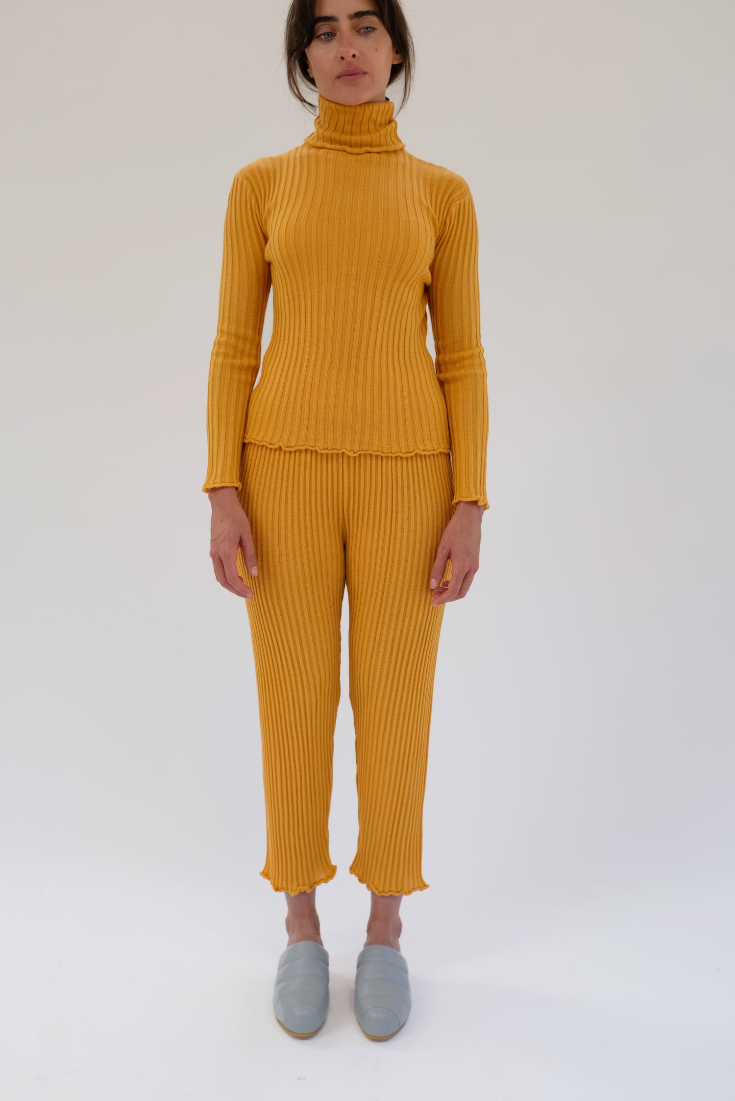 Beklina Merino Ribbed Turtleneck Saffron