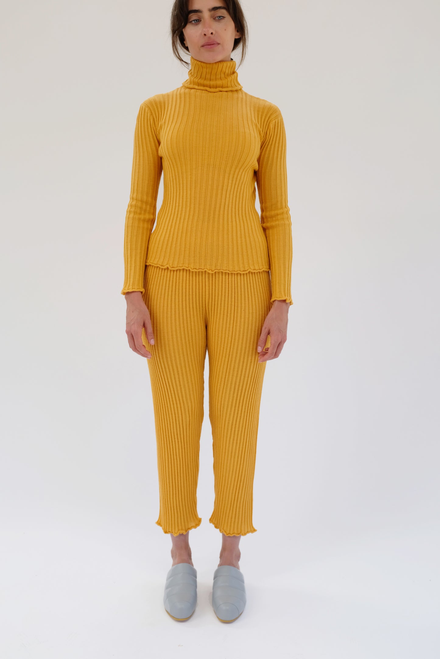 Beklina Merino Ribbed Joggers Saffron