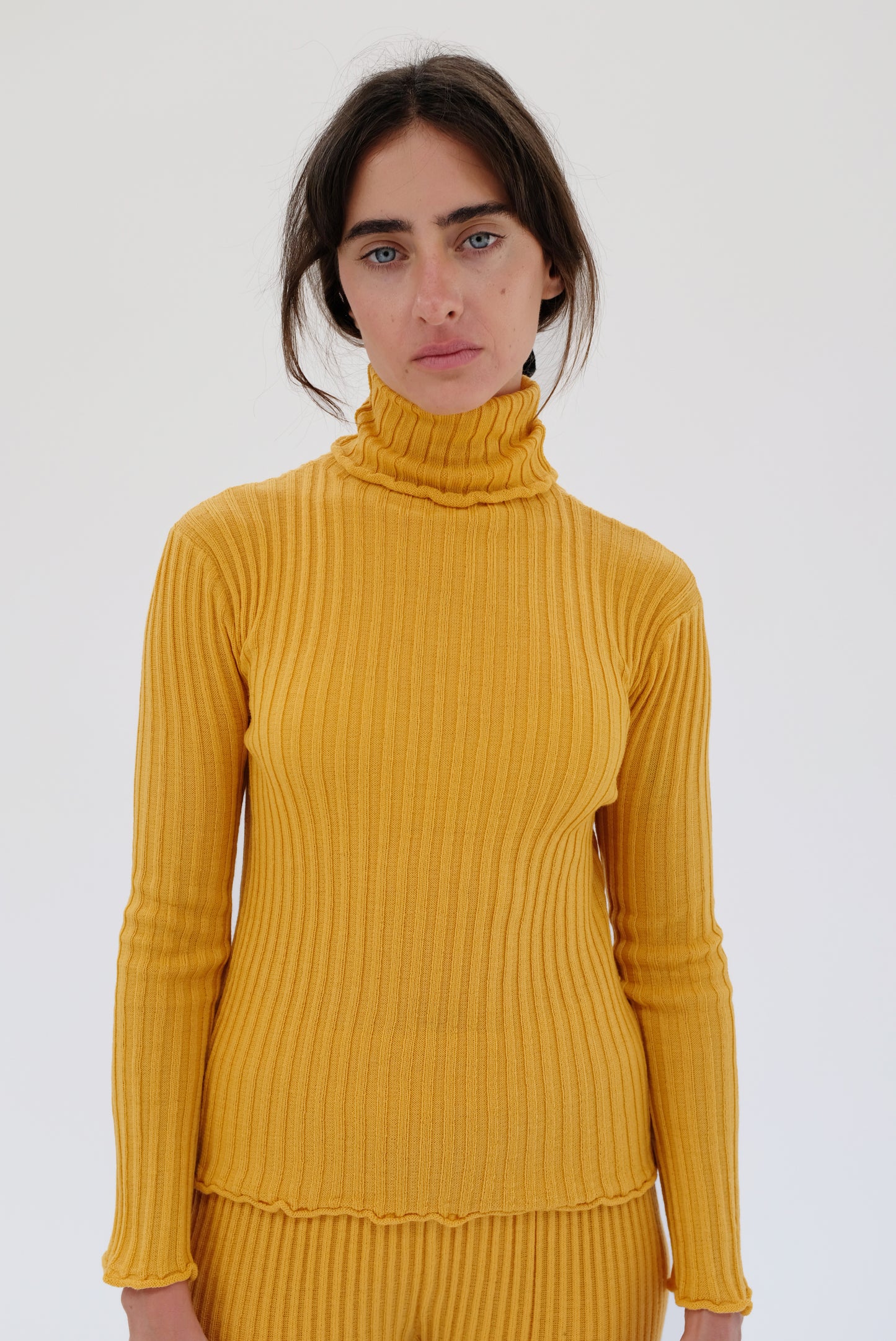 Beklina Merino Ribbed Turtleneck Saffron