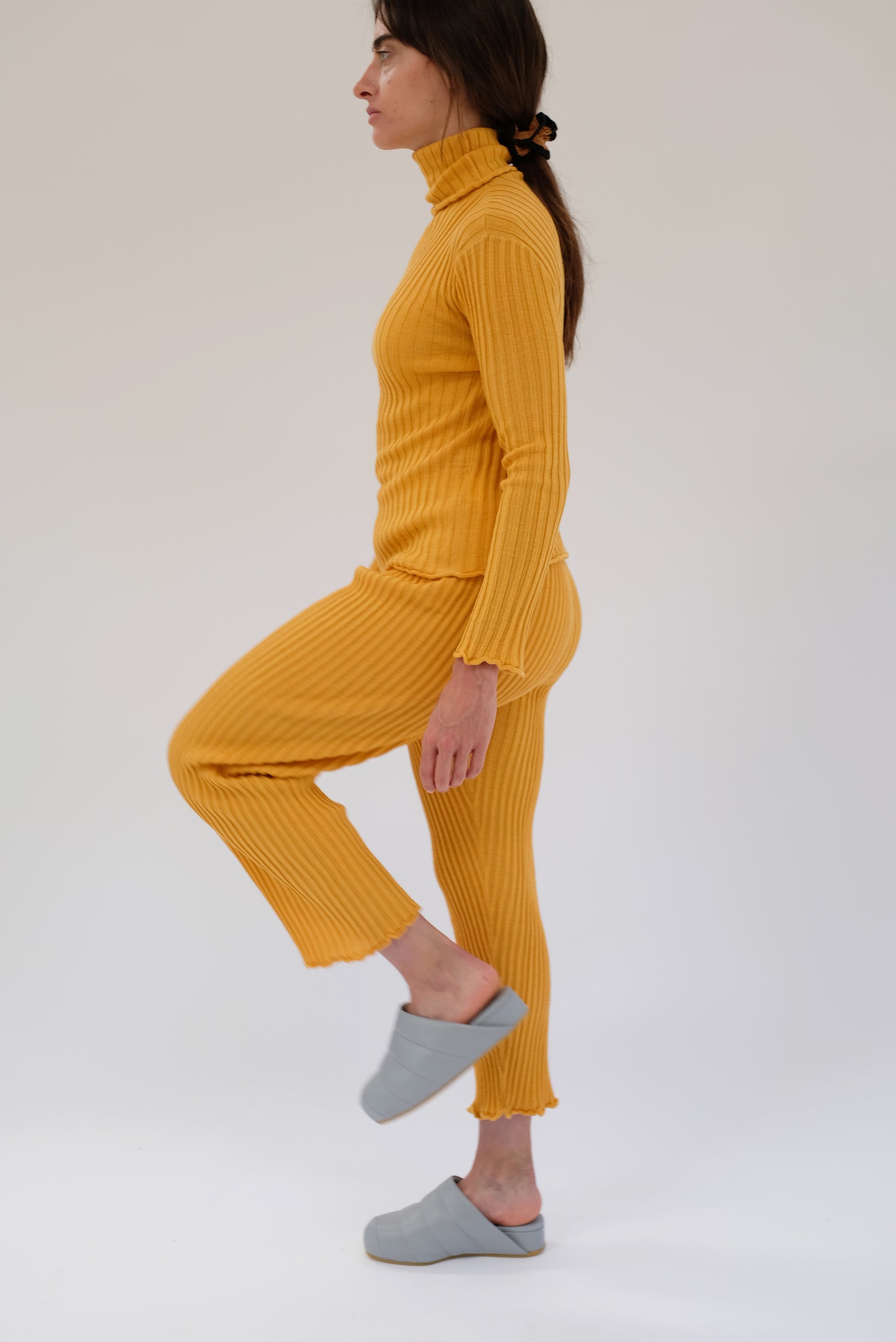 Beklina Merino Ribbed Joggers Saffron