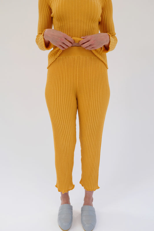 Beklina Merino Ribbed Joggers Saffron