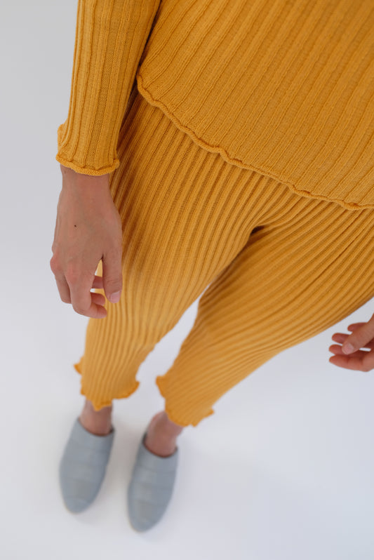 Beklina Merino Ribbed Joggers Saffron