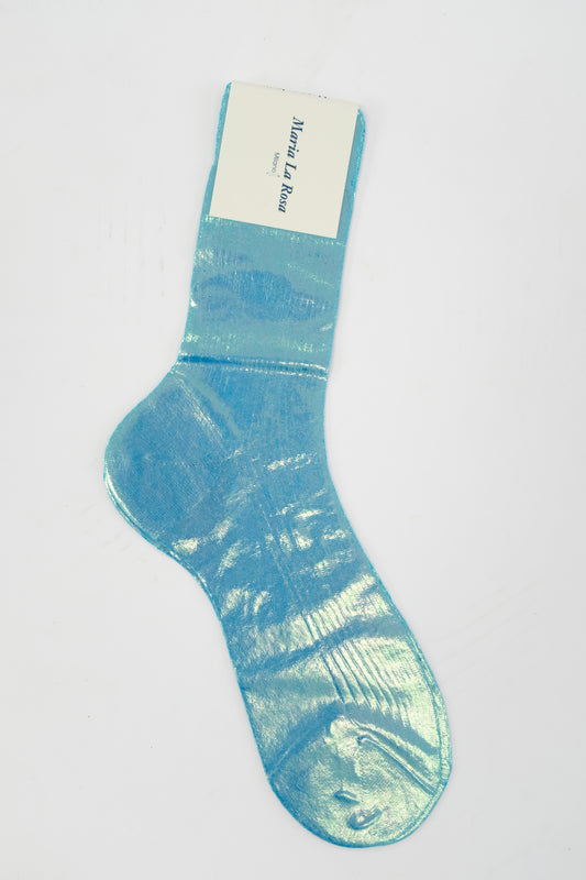 Beklina's Maria La Rosa Metallic Silk Crew Sock Abalone