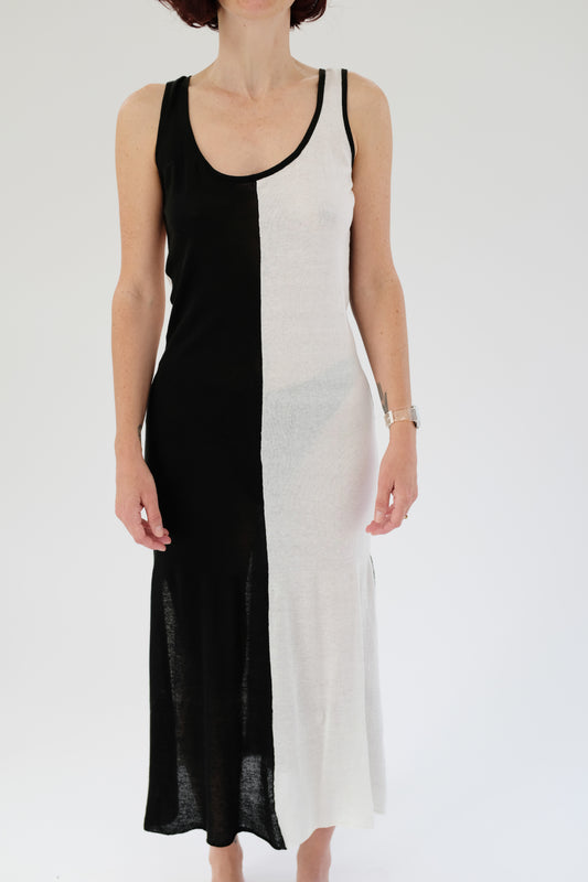 Beklina Cotton Tank Dress Black/White Sample