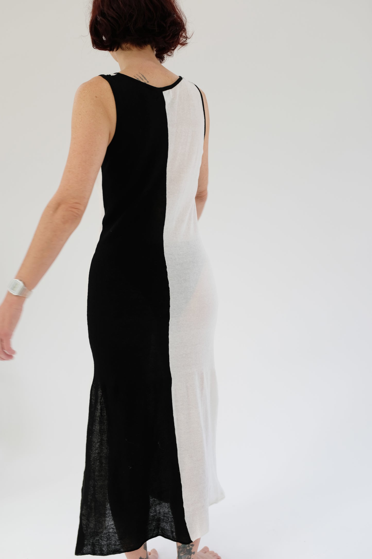 Beklina Cotton Tank Dress Black/White Sample