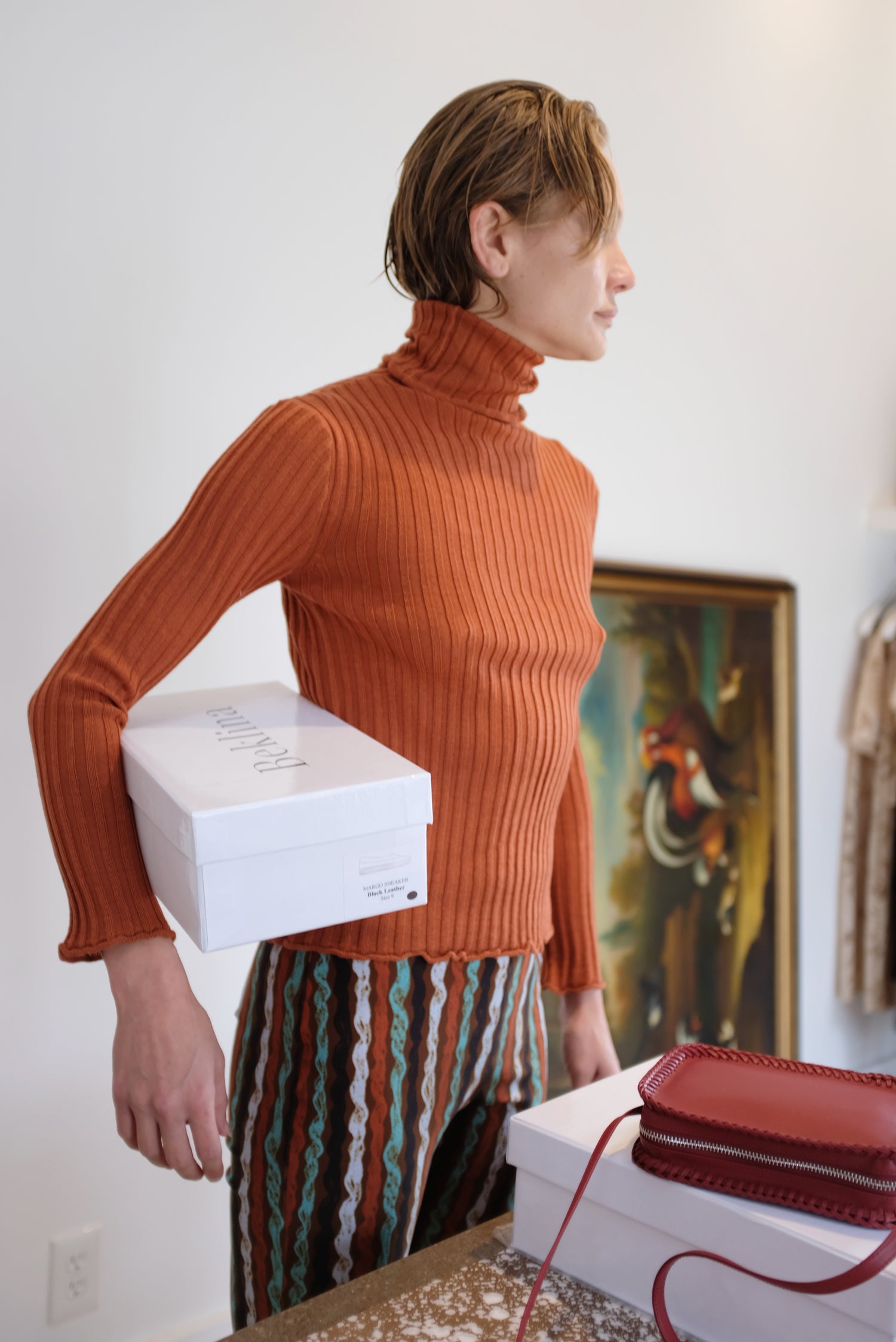 Beklina Merino Ribbed Turtleneck Terracotta