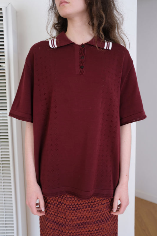 Cordera Organic Cotton Pointelle Polo Burgundy