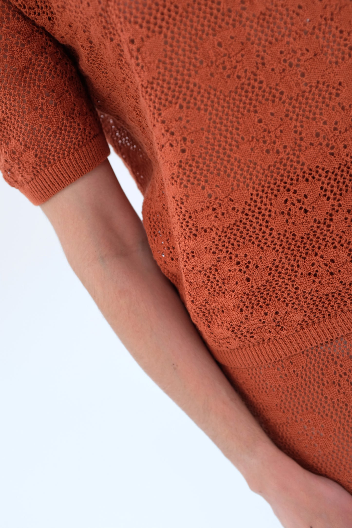 Beklina Floral Cotton Lace T-Shirt Terracotta