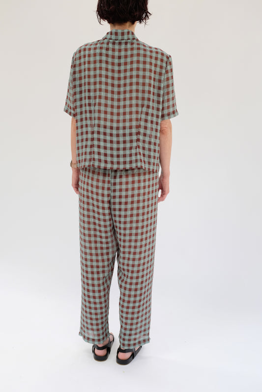 Beklina Okinawa Top Mint/Terra Gingham
