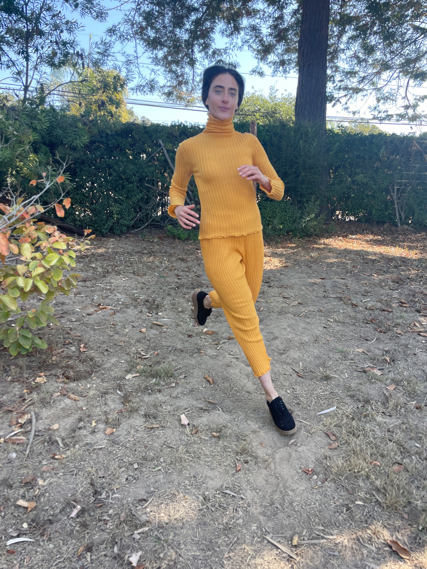 Beklina Merino Ribbed Joggers Saffron