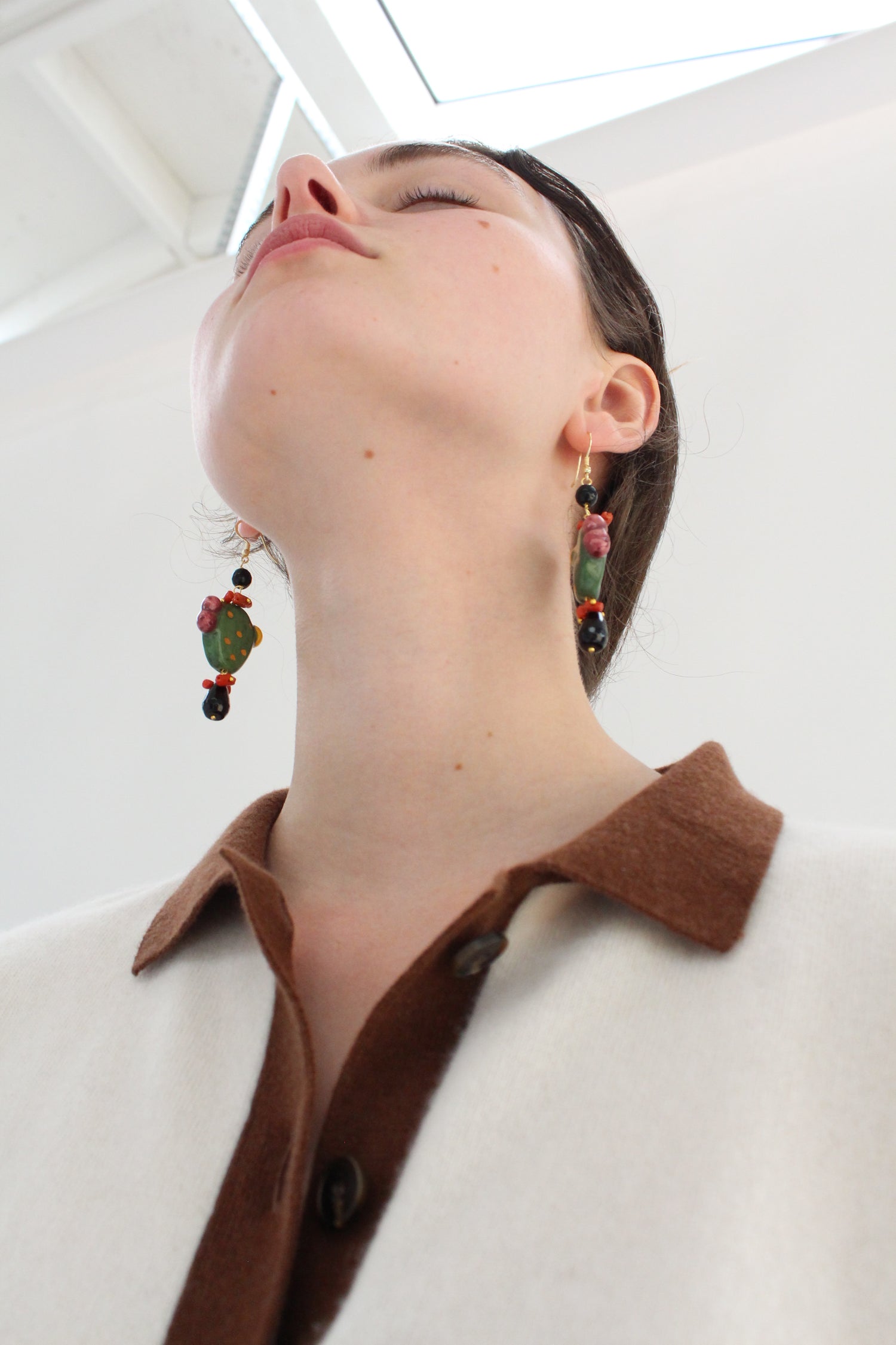 Cactus Cruise White Earrings - Jewelry by Bretta