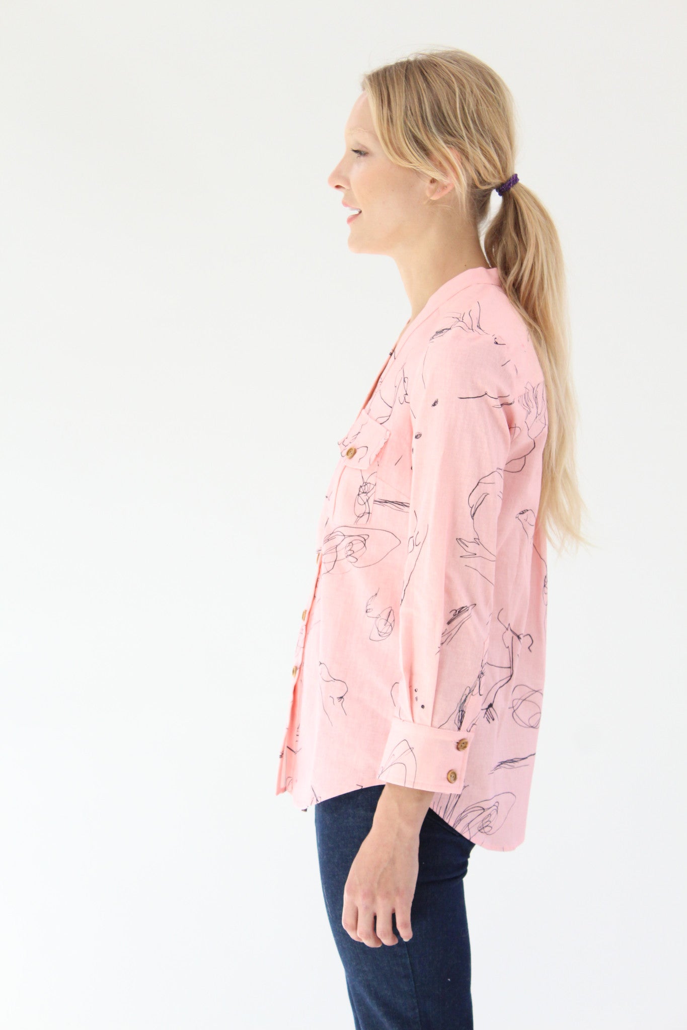 Heinui Ida Shirt Pink Scribles At Beklina