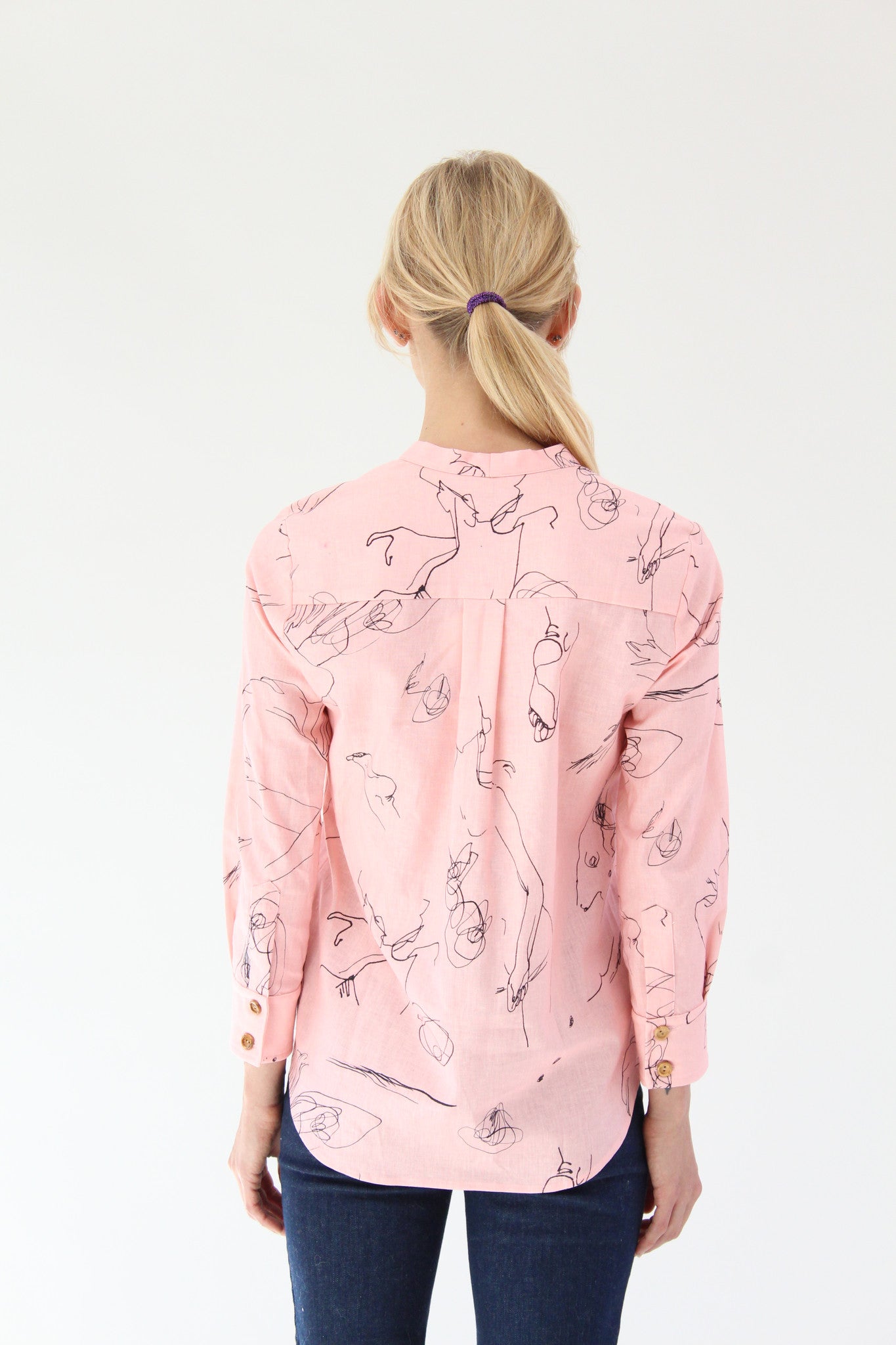 Heinui Ida Shirt Pink Scribles At Beklina